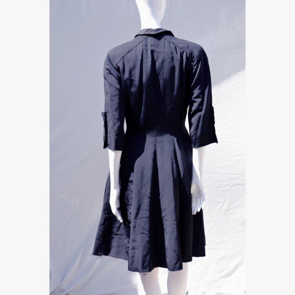 Vtg Faille Fit Flare Princess Coat Dress S - image 6